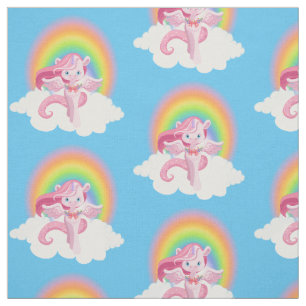 Tecido Unicórnio Rosa Bonito Pegasus Rainbow