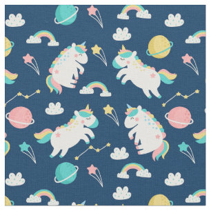 Tecido Unicórnios de Espaço Cute