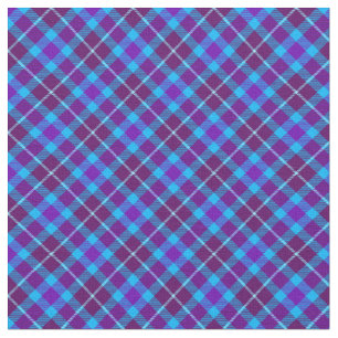 Tecido Unisex de tendência de padrão azul roxo Xadrez G