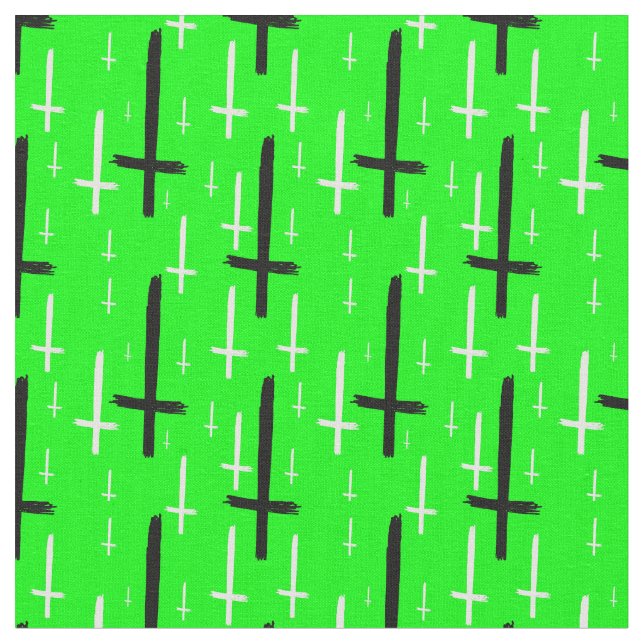 Tecido upside down inverted cross acid green black (Detalhe)