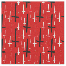 Tecido  upside down inverted cross red black