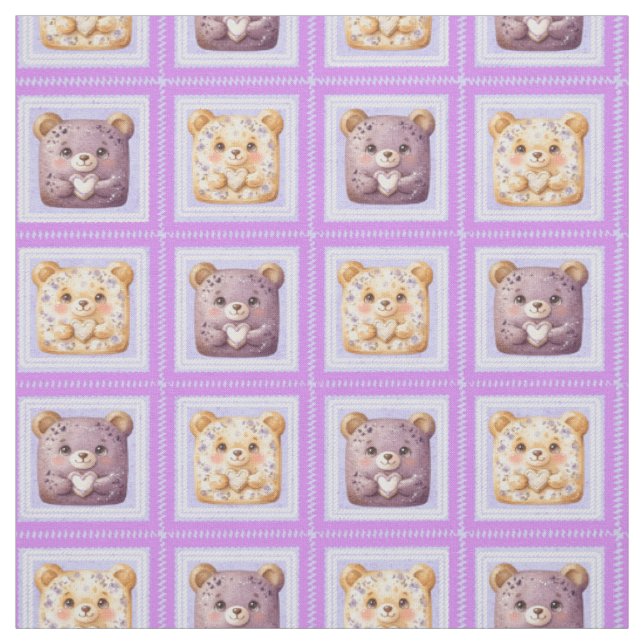 Tecido Ursa de retalhos azul lavanda fofa (Modelo)
