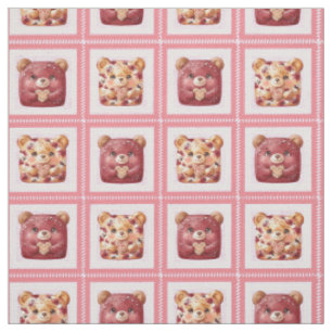 Tecido Ursa de retalhos de frutas fofas