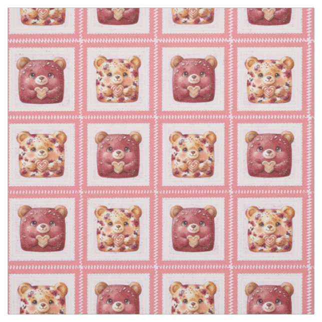 Tecido Ursa de retalhos de frutas fofas (Modelo)