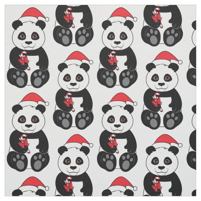 Tecido Urso de panda que Snacking no bambu no Natal (Modelo)