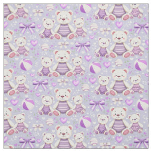 Tecido Urso Listrado Roxo Fofo e Brinquedos Sem Costura