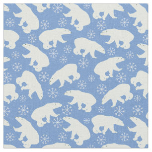 Tecido Urso polar do inverno azul