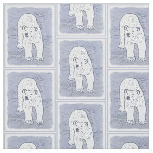 Tecido Urso Polar na Pintura do Gelo - Arte Original da V