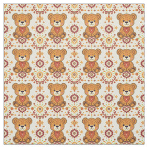 Tecido Urso Teddy Boho Quente e Floral Sem Costura de Out