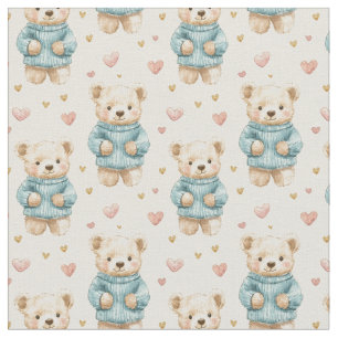 Tecido Ursos de Teddy Bonitos em Suéteres Azuis