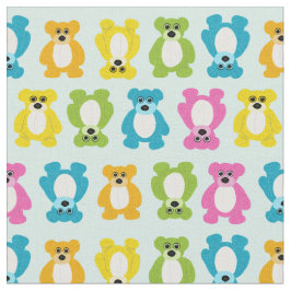 Tecido Ursos de Teddy em Cores do Arco-íris em Verde-Casa