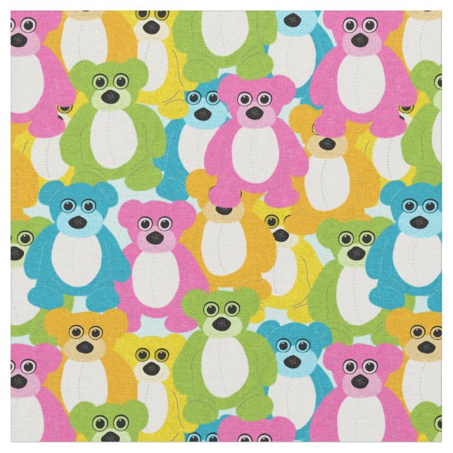 Tecido Ursos de Teddy no Arco-Íris Cores Crianças e Bebês (Detalhe)