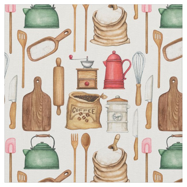 Tecido Utensílios De Cozinha E Essenciais (Detalhe)