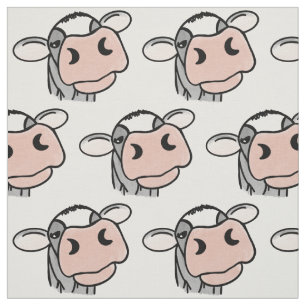 Tecido vaca de desenho animado preto branco rosa beijo ci
