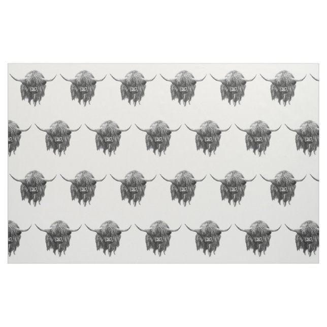 Tecido Vaca escocesa das montanhas em preto e branco (Fat Quarter)
