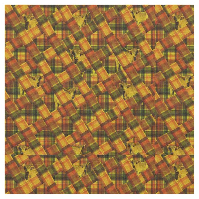 Tecido Vacas Em Criscross Tartan Design, (Detalhe)