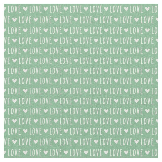 Tecido Valentine love text print in green (Detalhe)