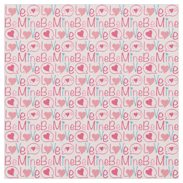 Tecido Valentine text print 'Be Mine' (Detalhe)