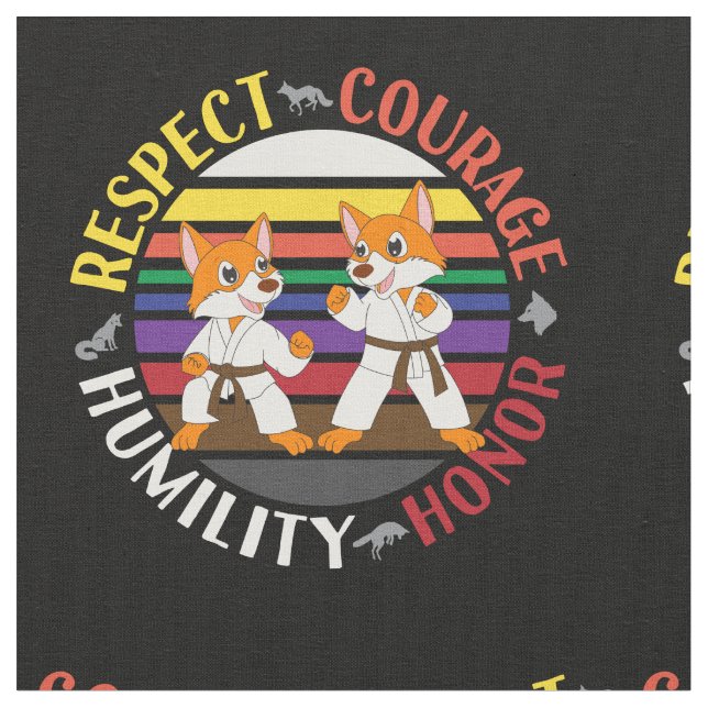 Tecido Valores de Karate - Silhuetas Raposa Esparta Cuta (Detalhe)