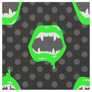 Tecido vampire lips monster fanged creature green