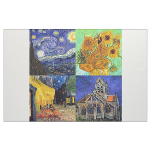 Tecido Van Gogh 4-imagens Noite Estrelada Café Girassóis