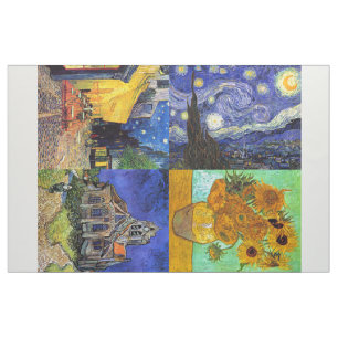 Tecido Van Gogh 4-imagens Noite Estrelada Café Girassóis