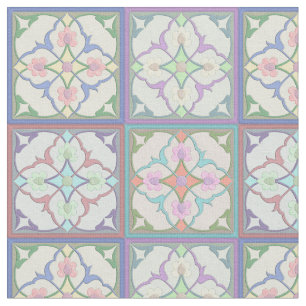 Tecido Variações de Pastel de Padrão de Azulejo Afegão 4i