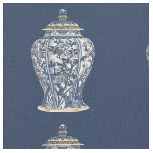 Tecido Vase de Porcelana Azul e Branco pelo Vision Studio