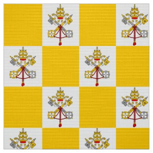 Tecido Vaticano de emblema da igreja católica amarelo