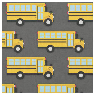 Tecido Veículos de ônibus escolares, crianças giras