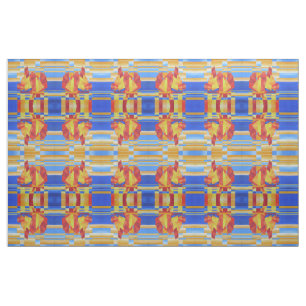 Tecido Velejar nos Sete Mares Tão Azul Abstrato Cubist
