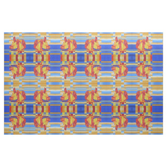 Tecido Velejar nos Sete Mares Tão Azul Abstrato Cubist (Fat Quarter)