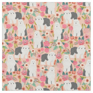 Tecido velho cão-pastel inglês vintage floresce pêsseg