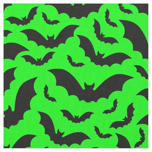 Tecido verde ácido halloween morcegos vampiros gótico (Detalhe)
