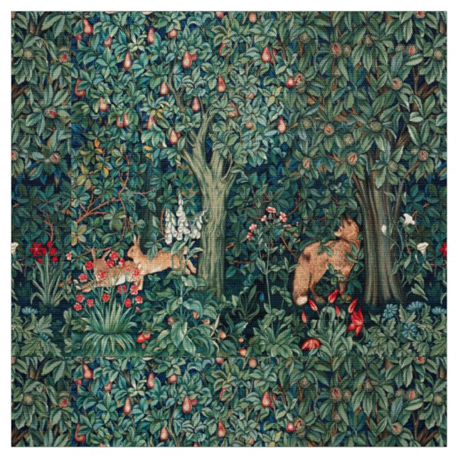 Tecido VERDE,ANIMAIS DA FLORESTA Faisão, Raposa, Floral V (Modelo)