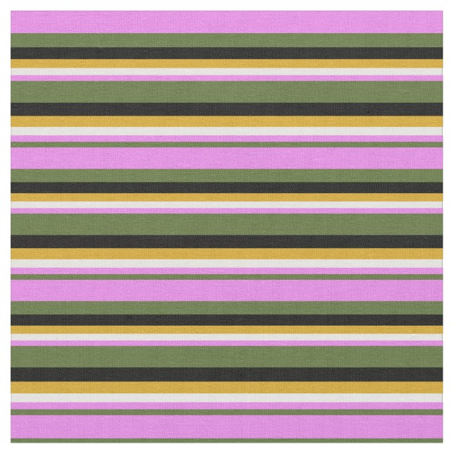 Tecido Verde Azeitona Escuro, Violeta, Branco, Goldenrod  (Detalhe)