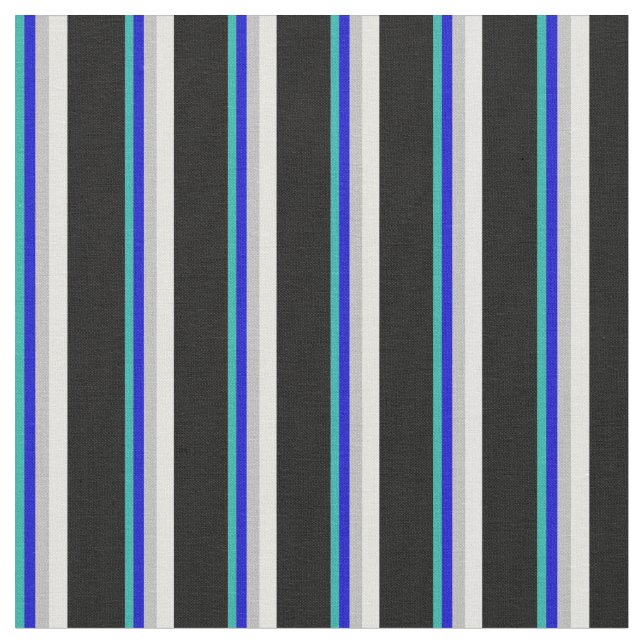 Tecido Verde, Azul, Cinzas, Ciano Claro e Preto (Detalhe)