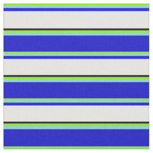 Tecido Verde, azul claro, azul, branco e preto