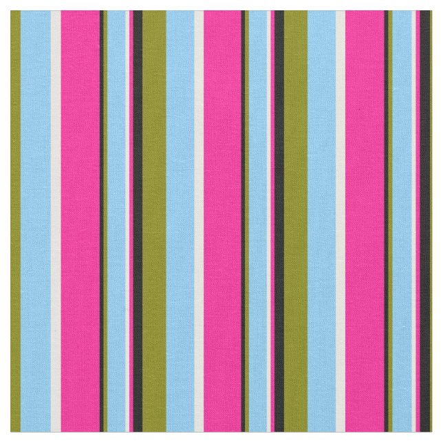 Tecido Verde, azul claro, branco, rosa profundo e preto (Detalhe)