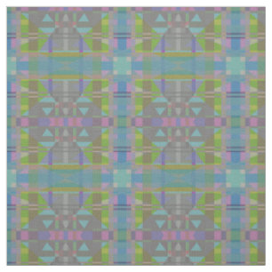 Tecido Verde Azul Roxo Geométrico