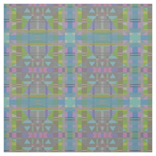 Tecido Verde Azul Roxo Geométrico (Modelo)