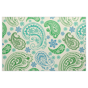 Tecido Verde & azul tonifica o teste padrão de paisley d