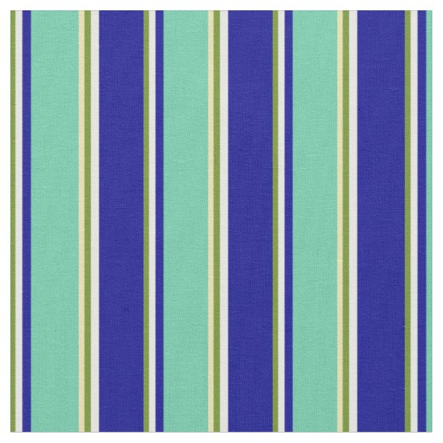 Tecido Verde, Creme da Casa da Moeda, Azul Escuro, Aquama (Detalhe)