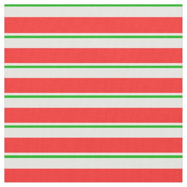 Tecido Verde Diversão, Branco, Bandas de Natal Vermelhas (Detalhe)