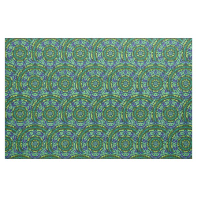 Tecido verde do abstrato da mandala (Fat Quarter)