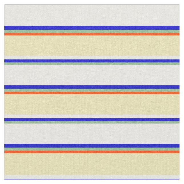 Tecido Verde-Escuro, Azul, Creme-Casa, Tan & Linhas Verme (Detalhe)