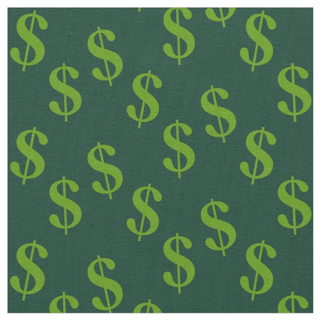 Tecido Verde Escuro Com Sinais De Dólar Impressão (Detalhe)
