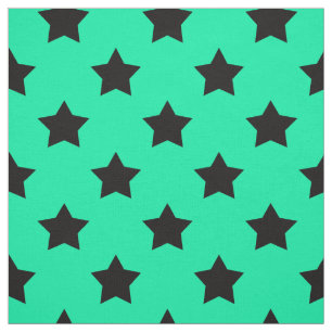 Tecido Verde Estrelas Negras Padrão Têxtil Decorativo