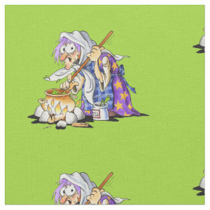 Tecido Verde Feliz Halloween Com Bruxa