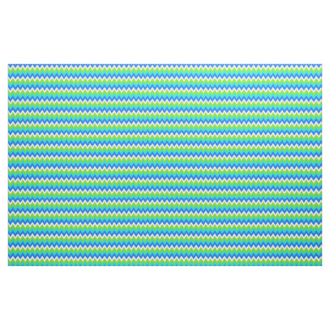 Tecido Verde limão Azul Aqua Turquoise Ikat Zigzag Art (Fat Quarter)